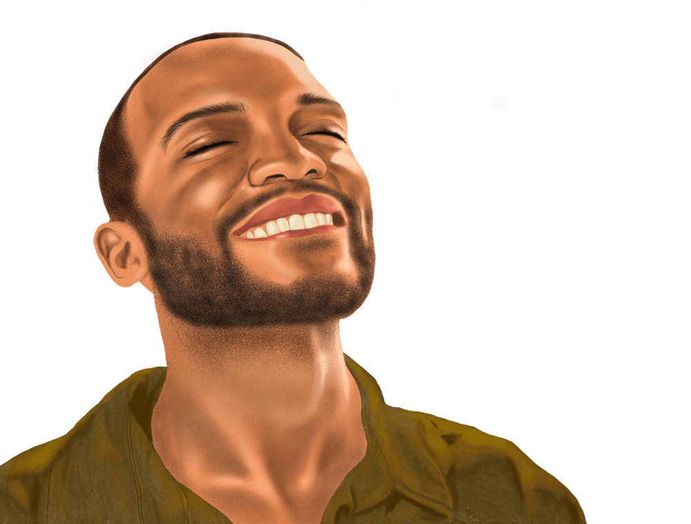 Smiling Man with eyes closed